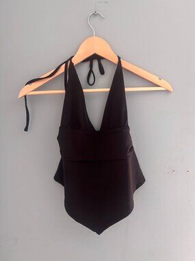 Garage Plunge Halter Hankerchief Top